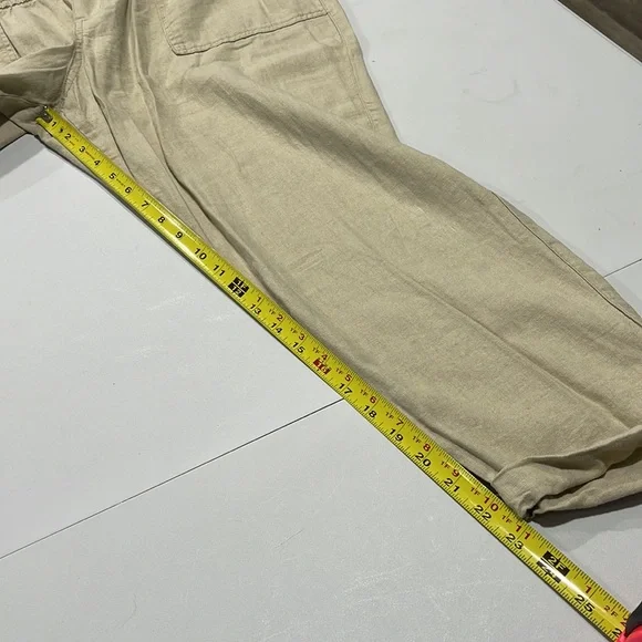 Old Navy women’s size large linen rayon Capri pants beige NEW - Picture 12 of 16